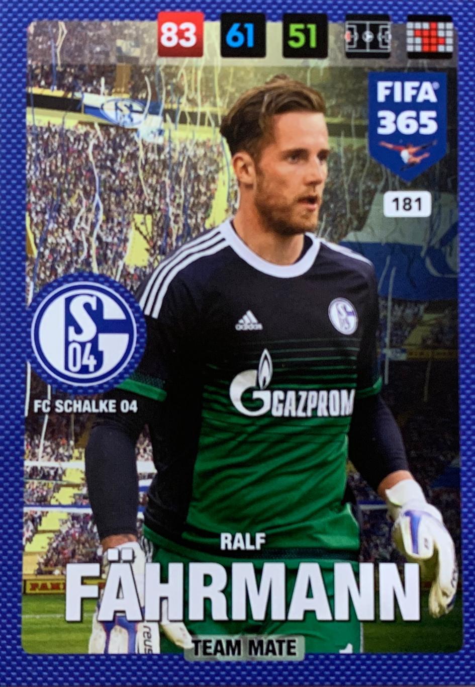 Футбол. Карточка Ralf Fahrmann/Ральф Ферманн Шальке 04 Panini 2016-17