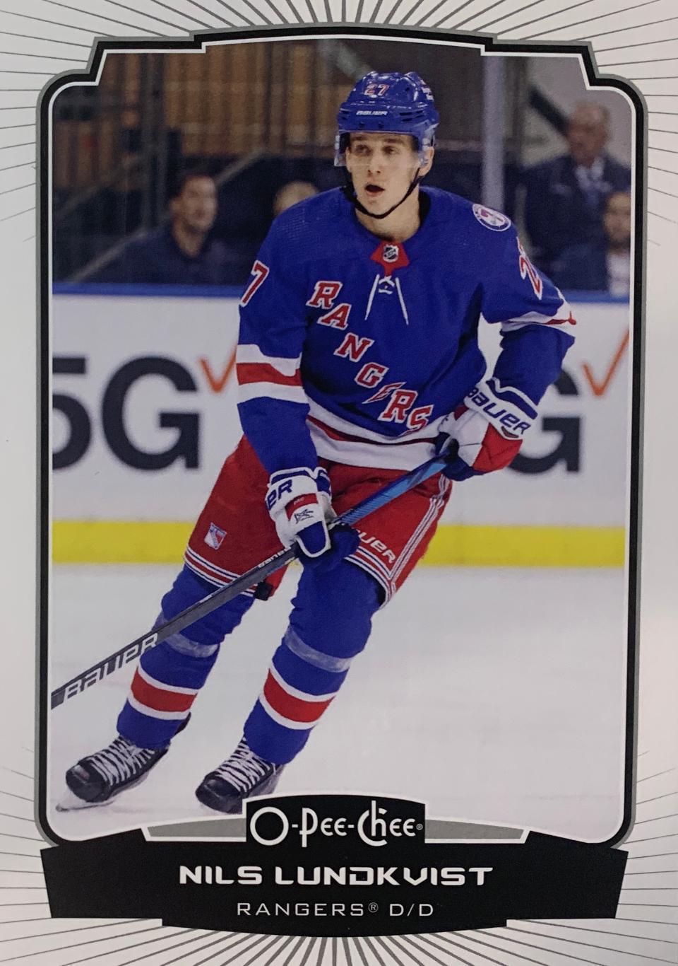 Хоккей Карточка Nils Lundkvist-Нильс Лундквист New York Rangers-Нью-Йорк НХЛ/NHL