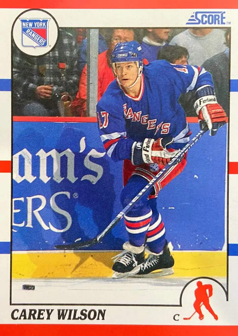 Хоккей. Карточка Carey Wilson - Кэри Уилсон New York Rangers - Нью-Йорк НХЛ/NHL