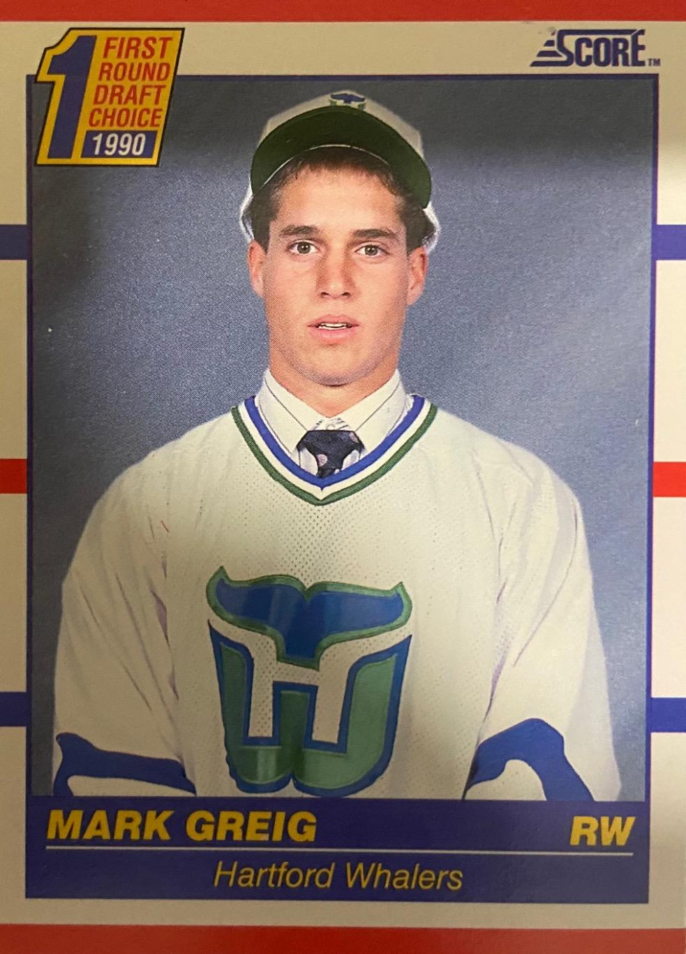 Хоккей. Карточка Mark Greig-Марк Грейг Hartford Whalers-Хартфорд Уэйлерс НХЛ/NHL