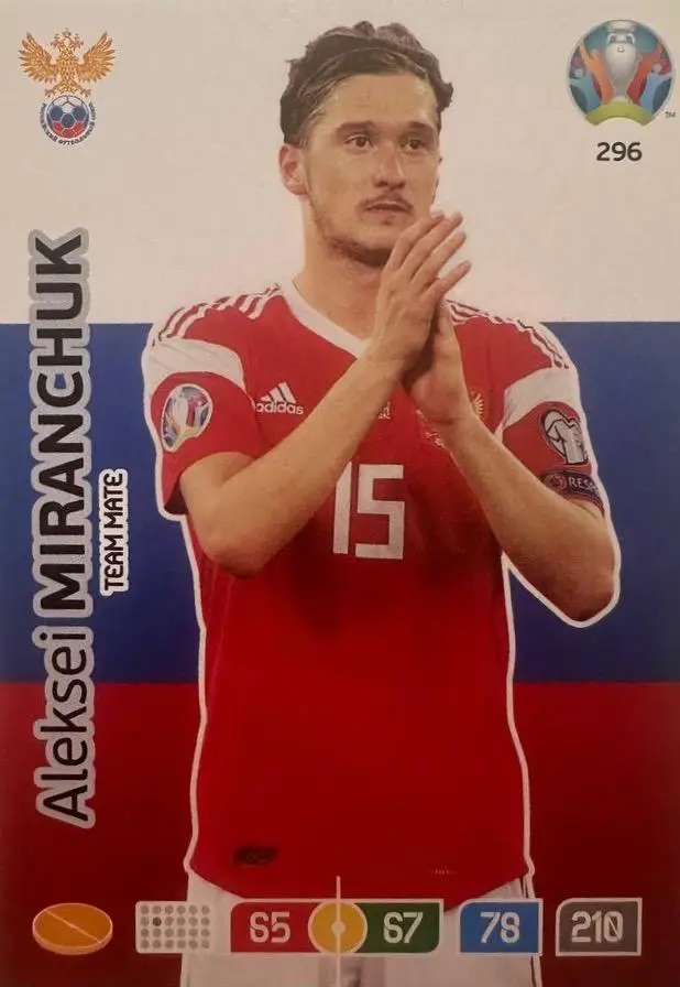 Футбол. Карточка Алексей Миранчук Россия,Локомотив Москва,Атланта Euro/Евро 2020
