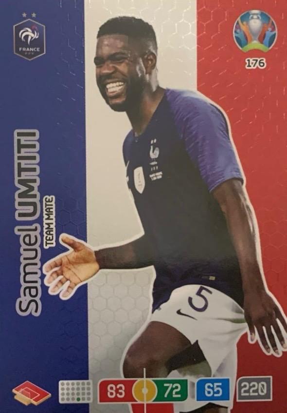 Футбол. Карточка Samuel Umtiti-Самюэль Умтити Франция, Барселона Euro/Евро 2020