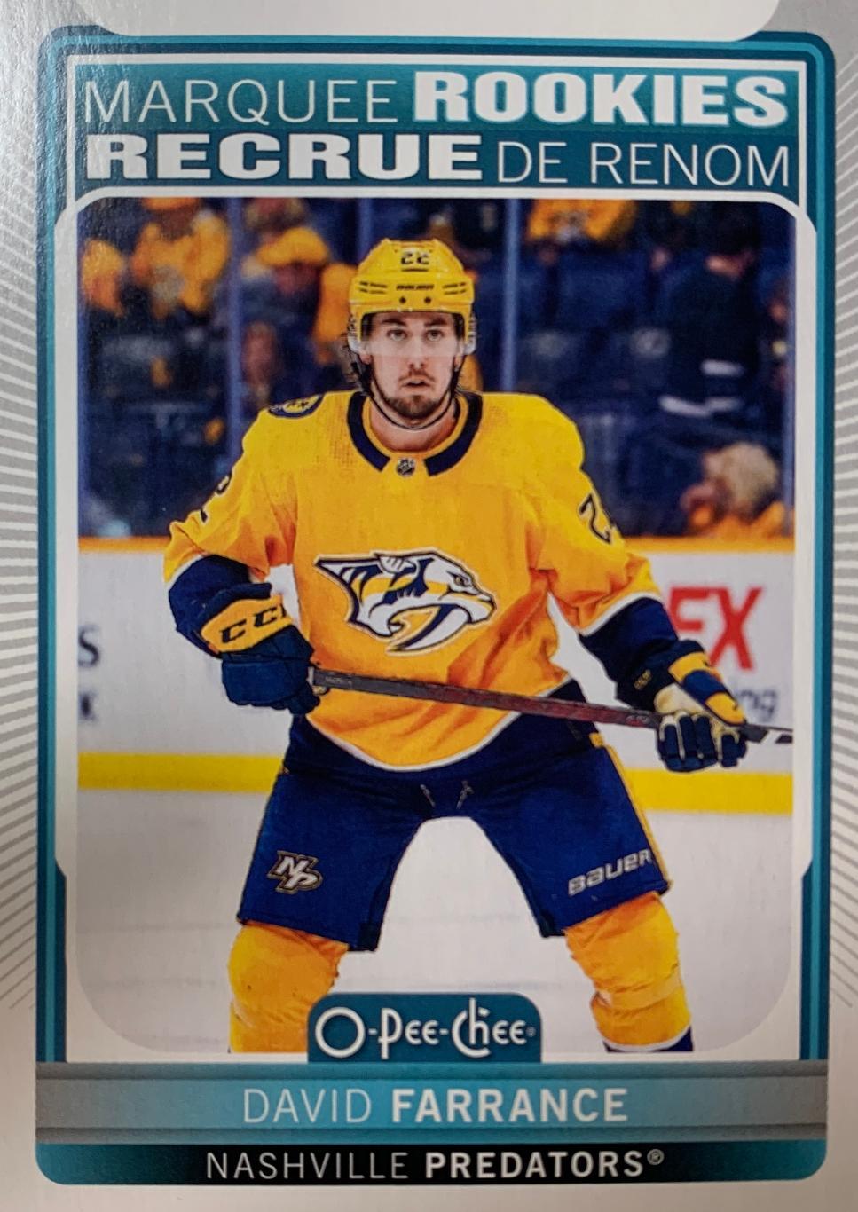 Хоккей. Карточка David Farrance-Фарранс Дэв Nashville Predators/Нэшвилл НХЛ/NHL