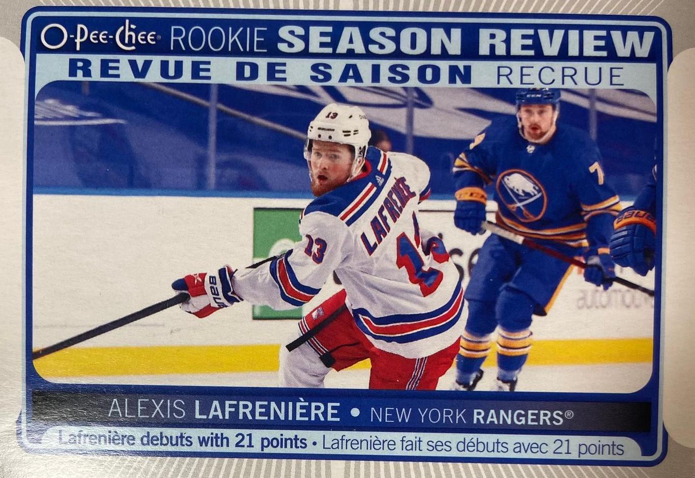 Хоккей. Карточка Alexis Lafreniere - Алексис Лафреньер New York Rangers НХЛ-NHL