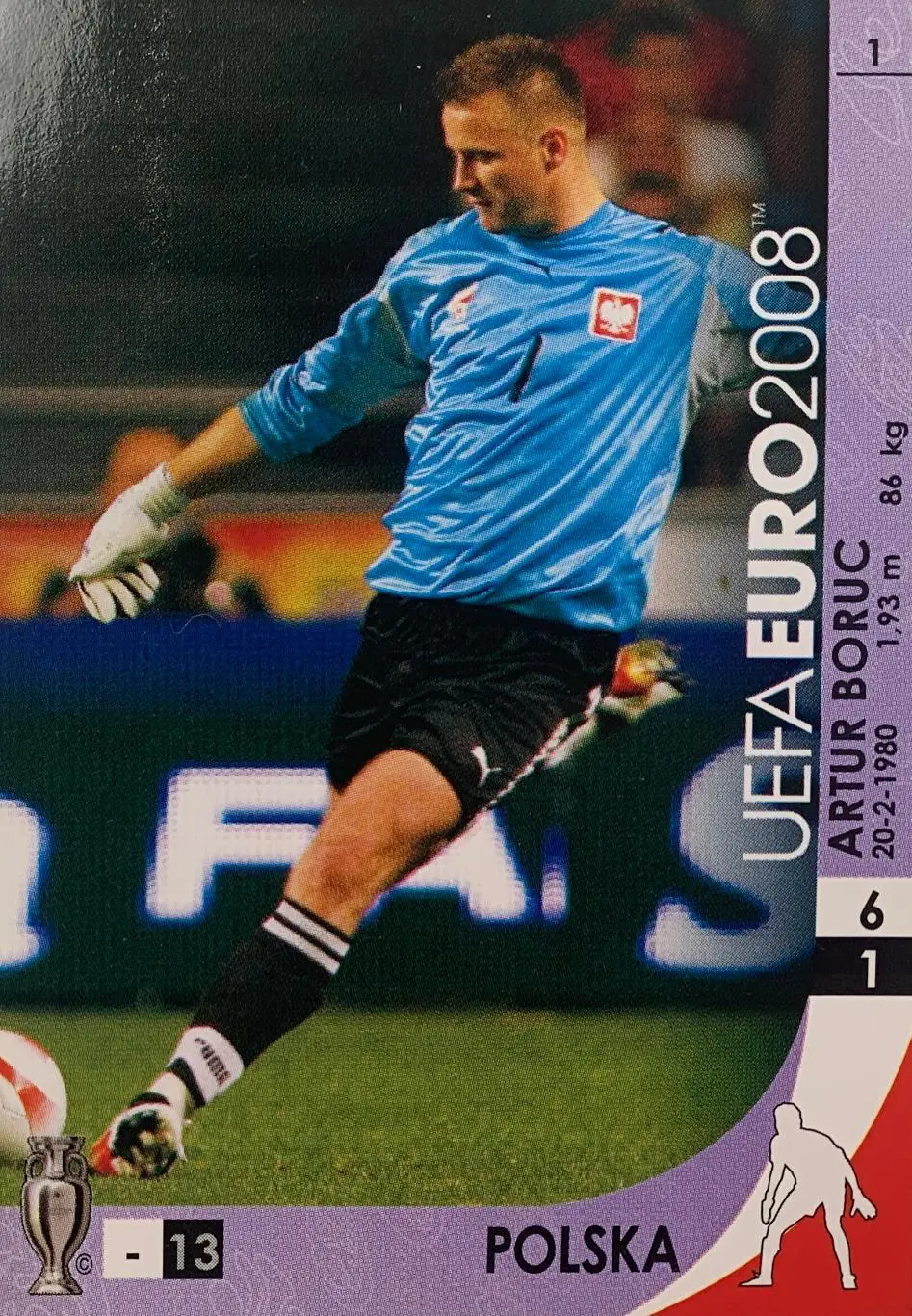 Футбол. Карточка Artur Boruc/Артур Боруц Польша, Фиорентина, Борнмут Евро 2008