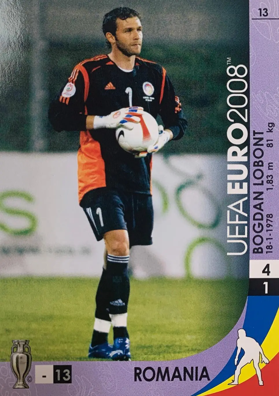 Футбол. Карточка Bogdan Lobont/Богдан Лобонц Румыния, Рома, Фиорентина Евро 2008