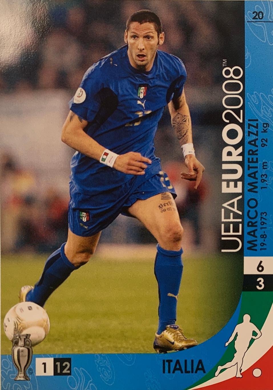 Футбол Карточка Marco Materazzi/Марко Матерацци Италия, Интер, Эвертон Евро 2008