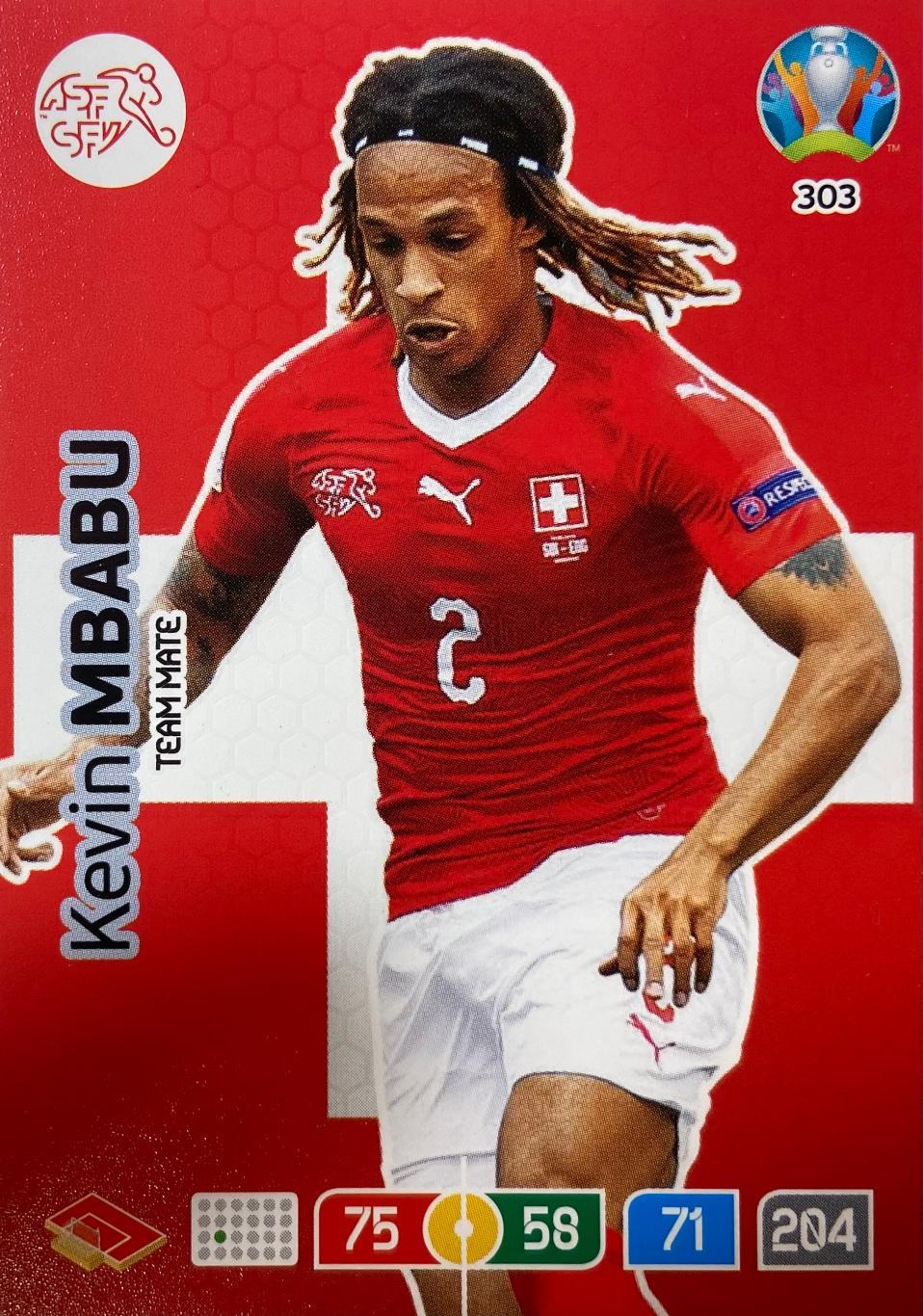 Футбол. Карточка Kevin Mbabu/Кевин Мбабу Швейцария, Вольфсбург Euro/Евро 2020