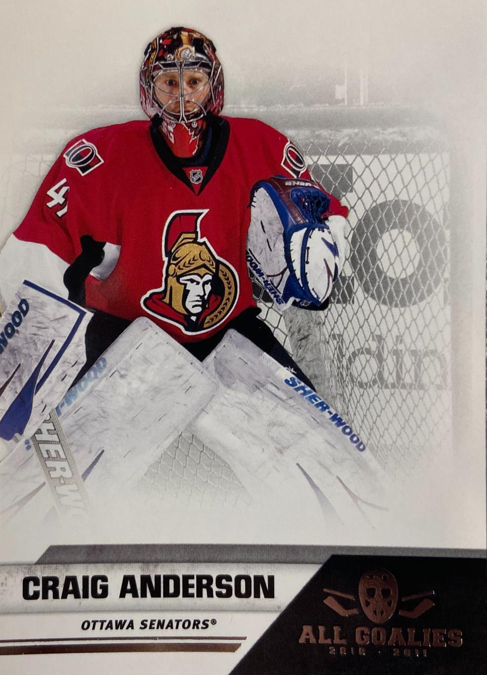 Хоккей. Карточка Craig Anderson-Крэйг Андерсон Ottawa Senators - Оттава НХЛ/NHL