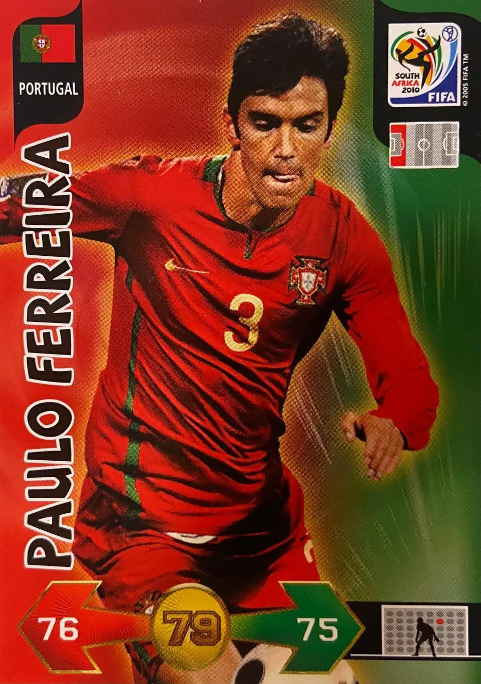 Футбол. Карточка Paulo Ferreira/Паулу Феррейра Португалия Чемпионат Мира 2010