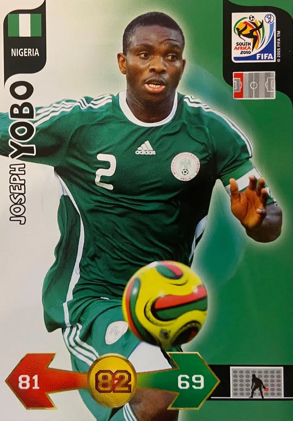 Футбол Карточка Joseph Yobo/Джозеф Йобо Нигерия, Марсель Чемпионат Мира 2010