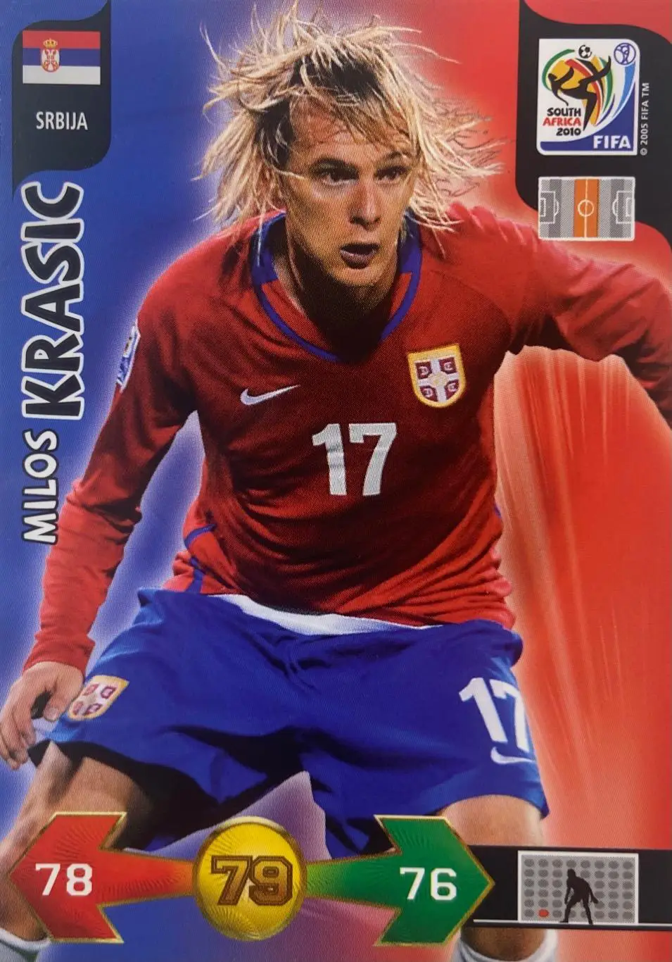 Футбол. Карточка Милош Красич Сербия, ЦСКА Москва, Ювентус Чемпионат Мира 2010