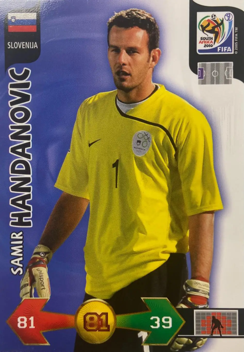 Футбол. Карточка Samir Handanovic/Самир Ханданович Словения Чемпионат Мира 2010