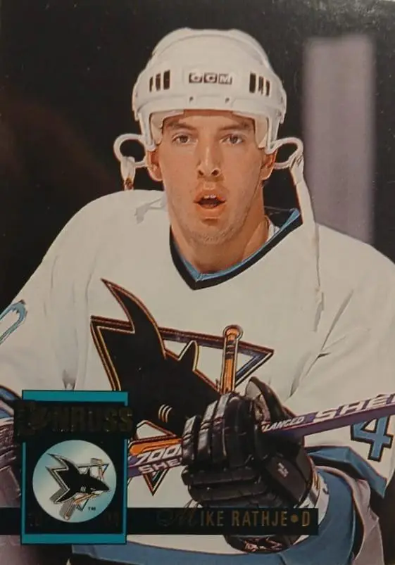 Хоккей. Карточка Mike Rathje-Майк Ратье San Jose Sharks-Сан-Хосе Шаркс НХЛ/NHL