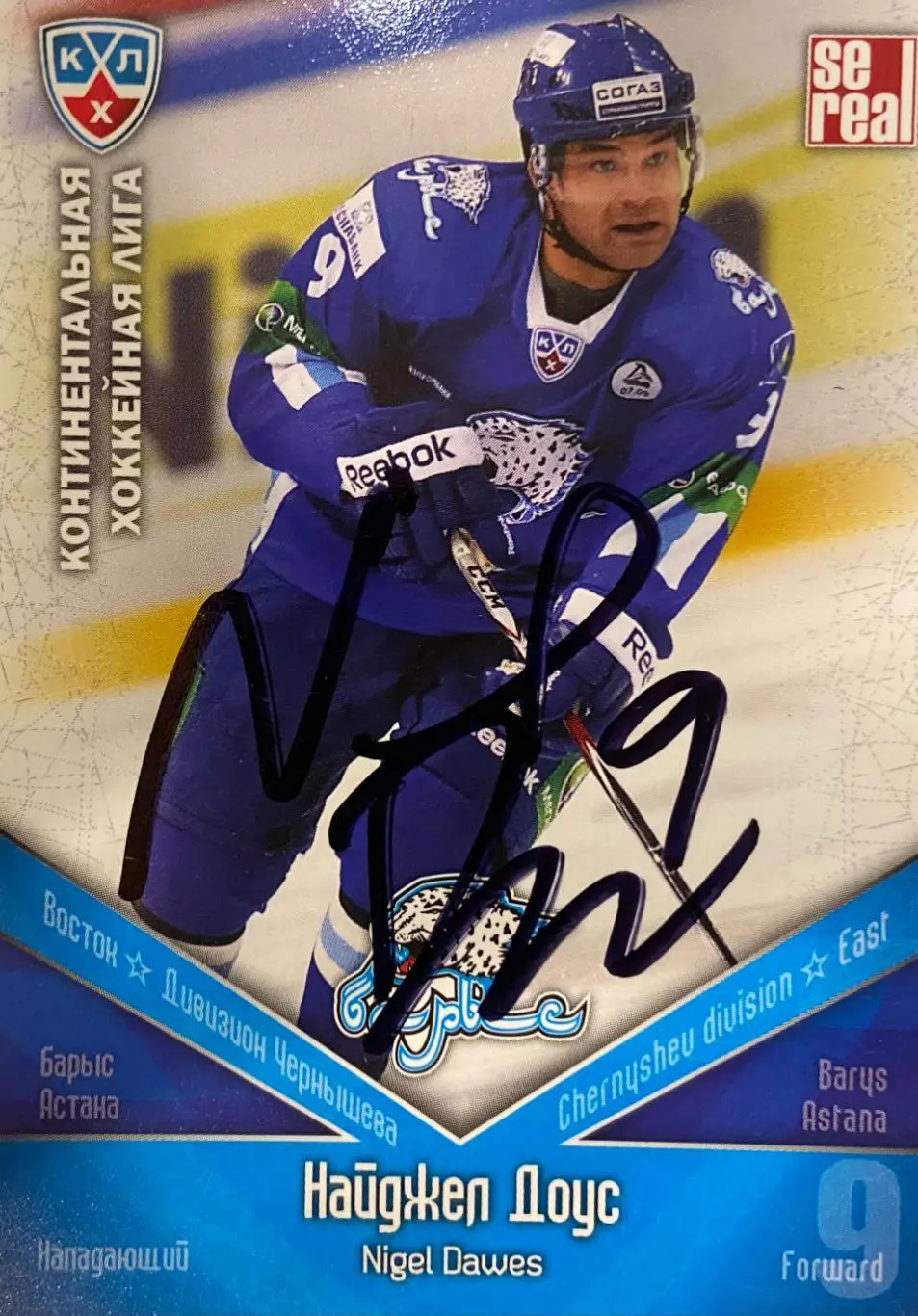 Хоккей. Карточка Автограф Найджел Доус Барыс, Ак Барс, Автомобилист 2011/12