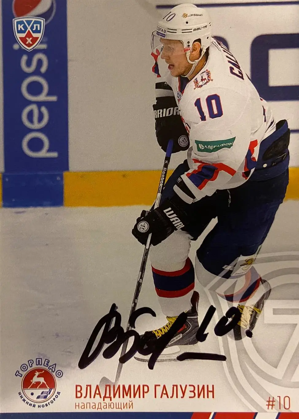 Хоккей. Карточка Автограф Владимир Галузин Нефтехимик, Витязь, Торпедо, Спартак