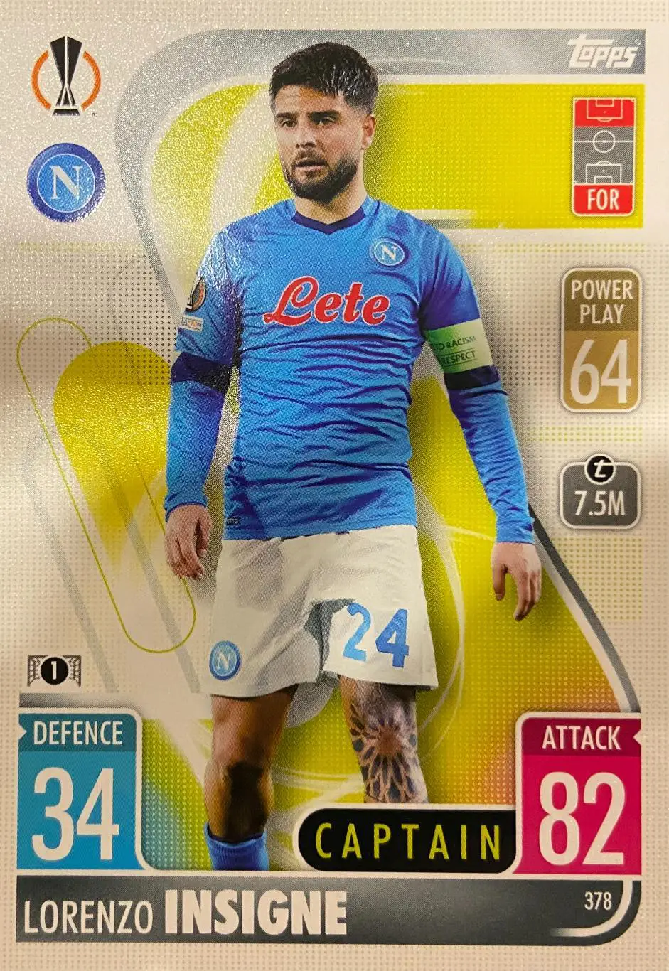 Футбол. Карточка Lorenzo Insigne/Лоренцо Инсинье Наполи Лига Европы 2021/22