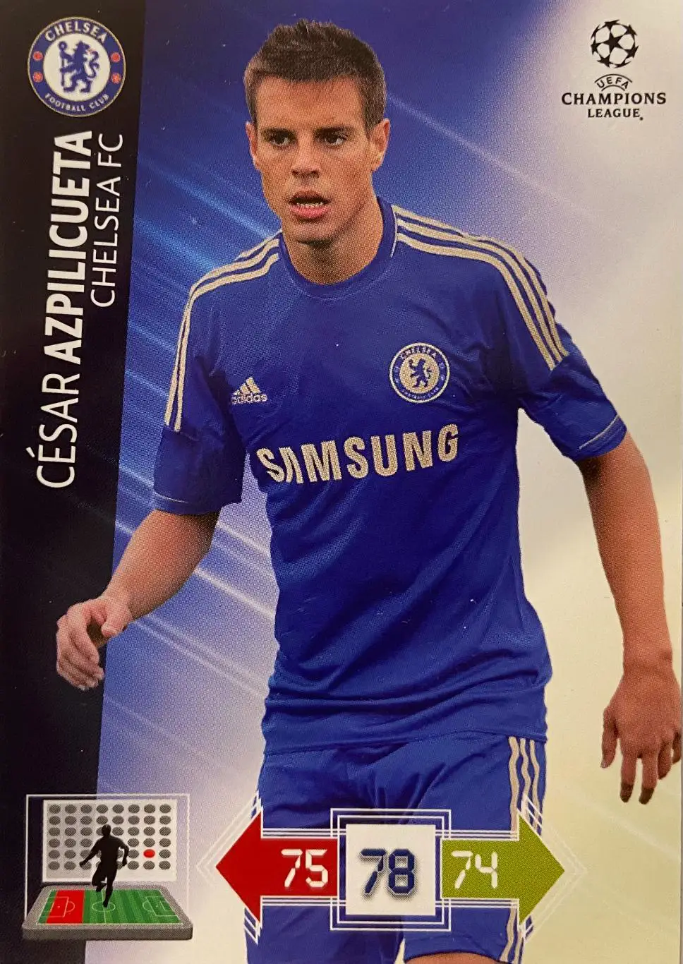 Футбол. Карточка Сесар Аспиликуэта Челси, Атлетико Лига Чемпионов 2012-13 Panini