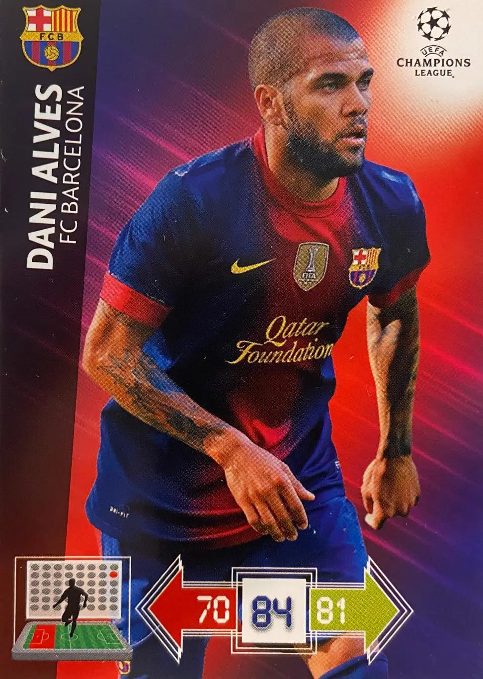Футбол. Карточка Dani Alves/Дани Алвес Барселона Лига Чемпионов 2012-13 Panini