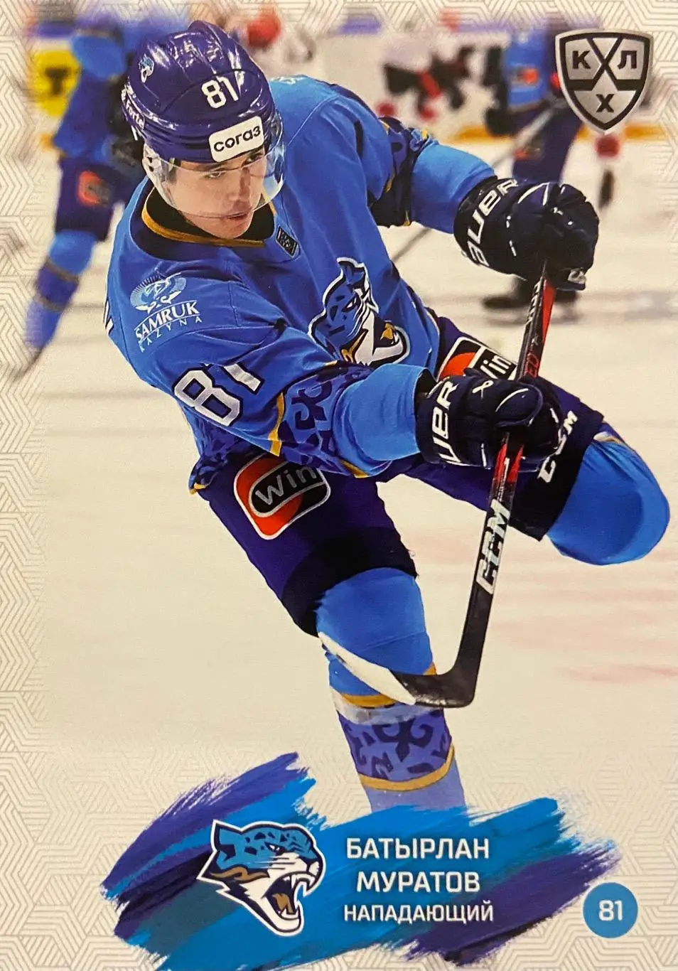 Хоккей. Карточка Динмухамед Кайыржан Барыс Астана КХЛ/KHL сезон 2024/25 SeReal