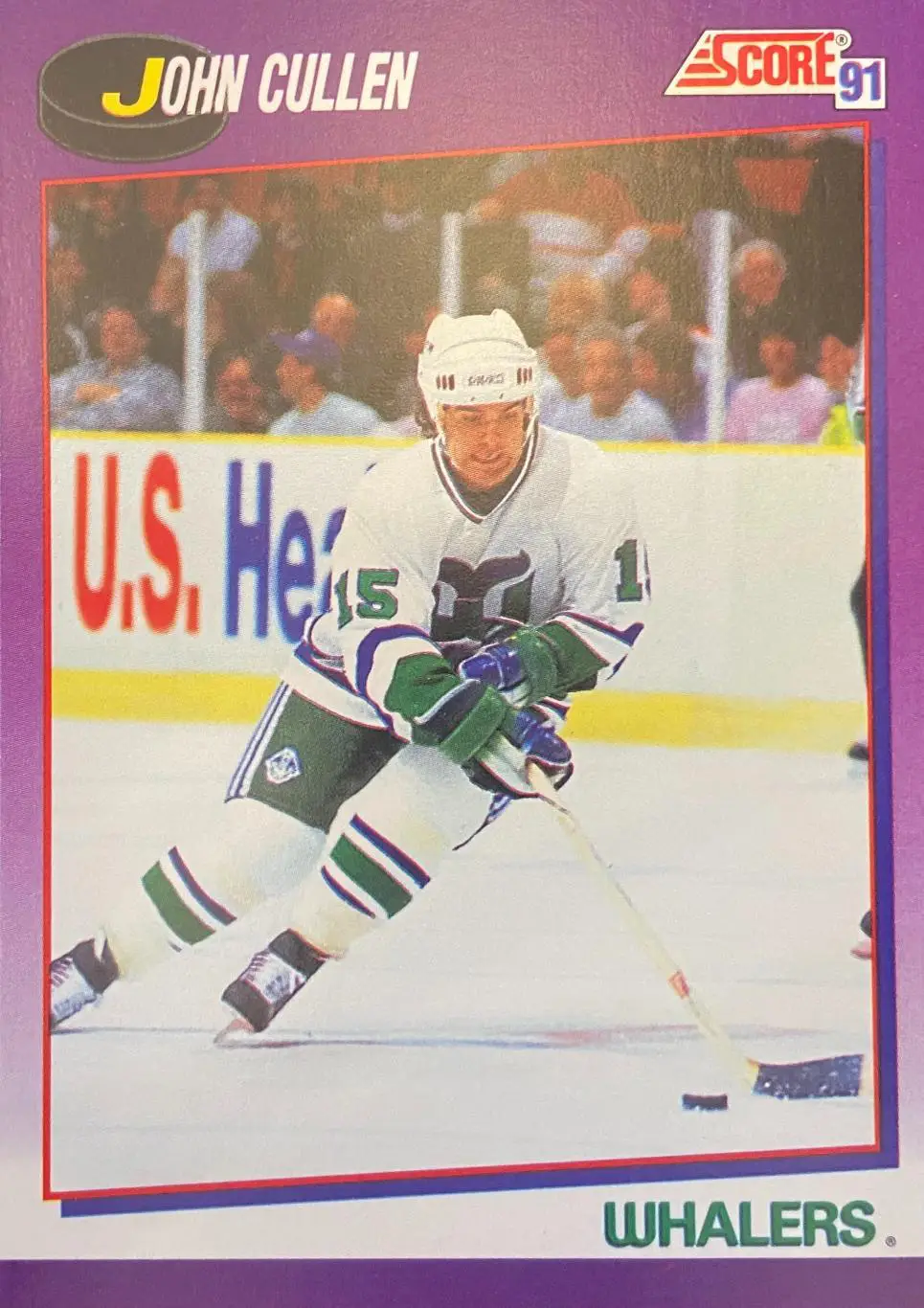 Хоккей. Карточка John Cullen - Джон Каллен Hartford Whalers - Хартфорд НХЛ/NHL