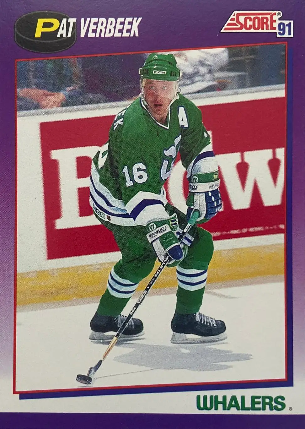 Хоккей. Карточка Pat Verbeek - Пэт Вербик Hartford Whalers - Хартфорд НХЛ/NHL