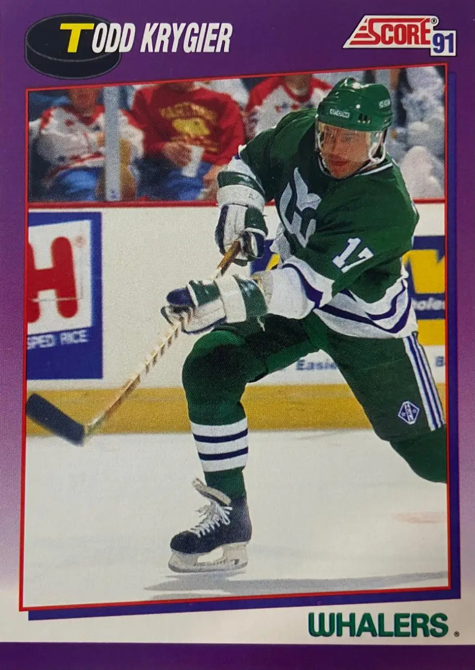 Хоккей. Карточка Todd Krygier - Тодд Крюгер Hartford Whalers - Хартфорд НХЛ/NHL