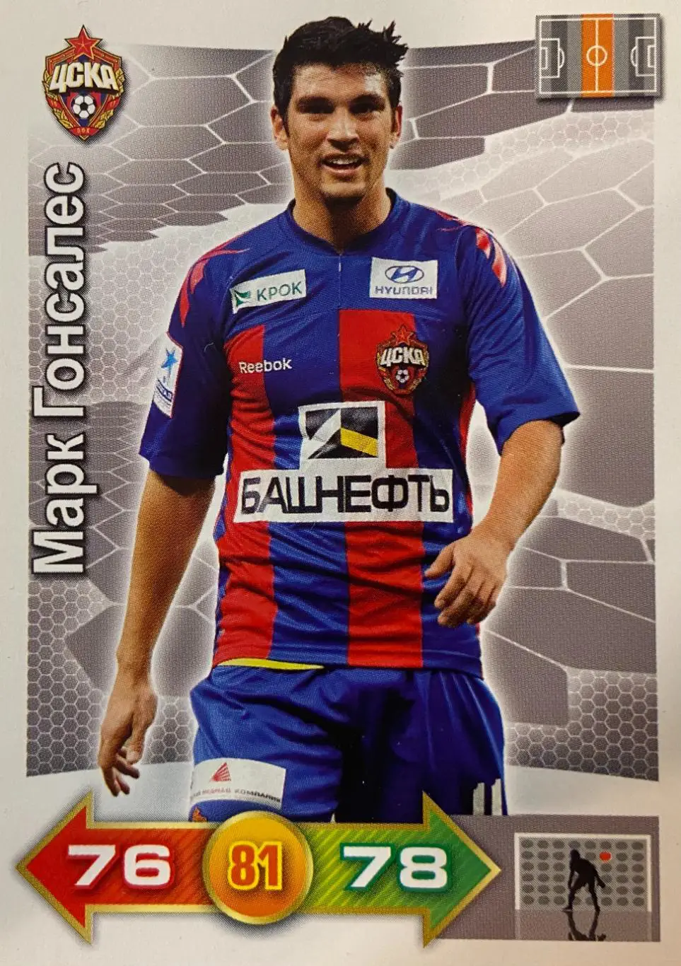 Футбол. Карточка Марк Гонсалес (ЦСКА Москва) Panini/Панини РФПЛ 2011/12