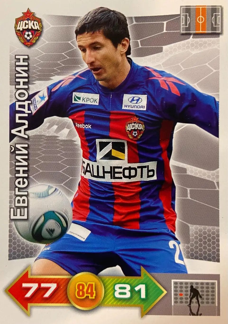 Футбол. Карточка Евгений Алдонин (ЦСКА Москва, Ротор,Мордовия,Волга) Panini РФПЛ