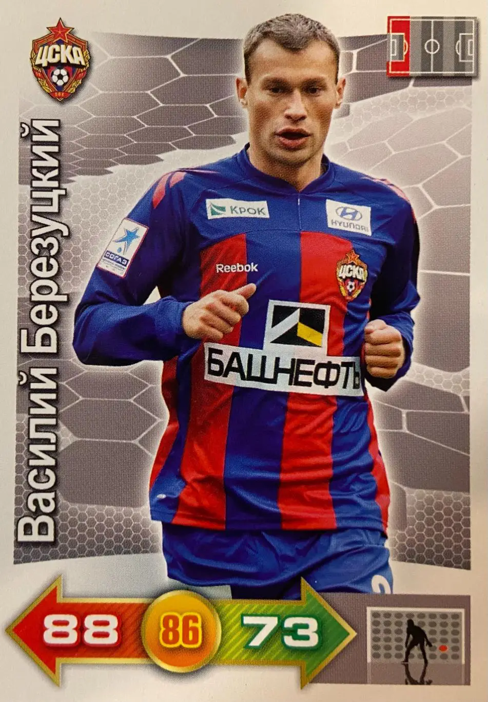 Футбол. Карточка Василий Березуцкий ЦСКА Москва, Торпедо Panini РФПЛ 2011/12