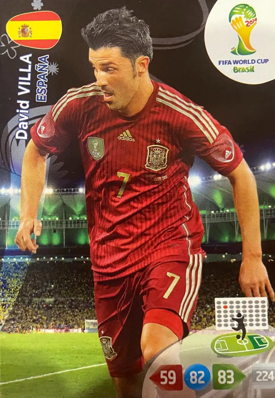 Футбол. Карточка Давид Вилья Испания, Барселона, Валенсия Чемпионат Мира 2014