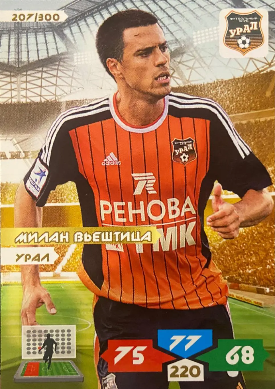 Футбол. Карточка Милан Вьештица Урал Екатеринбург, Зенит, Шинник Panini РФПЛ