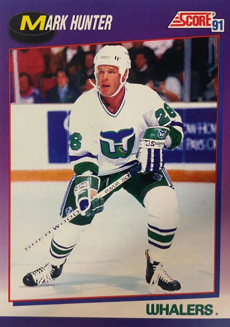 Хоккей. Карточка Mark Hunter - Марк Хантер Hartford Whalers - Хартфорд НХЛ/NHL