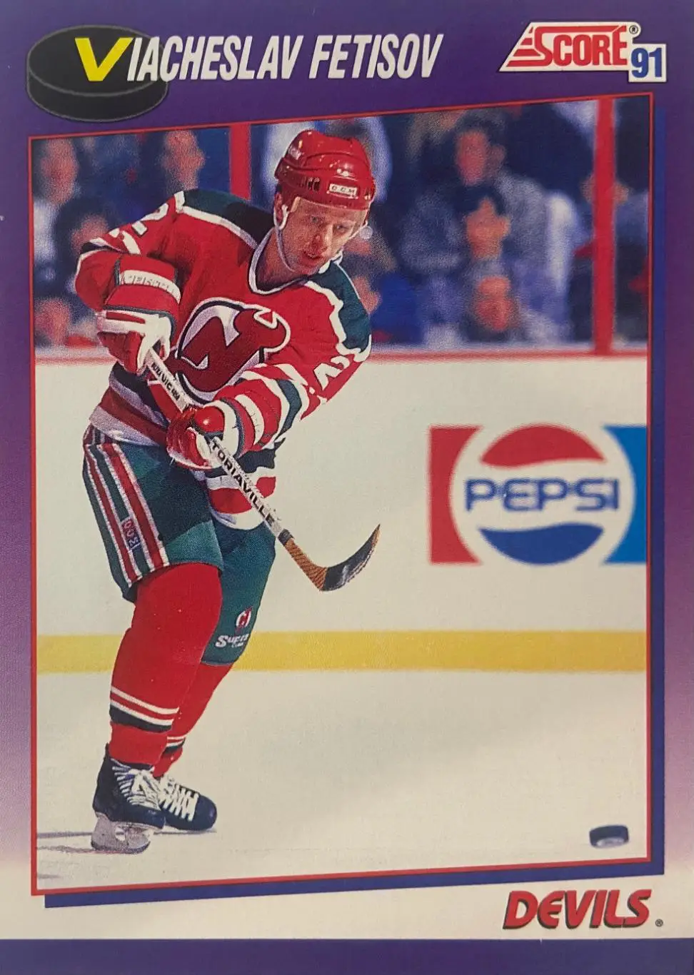 Хоккей Карточка Вячеслав Фетисов (New Jersey Devils/ЦСКА Москва) НХЛ/NHL 1991-92