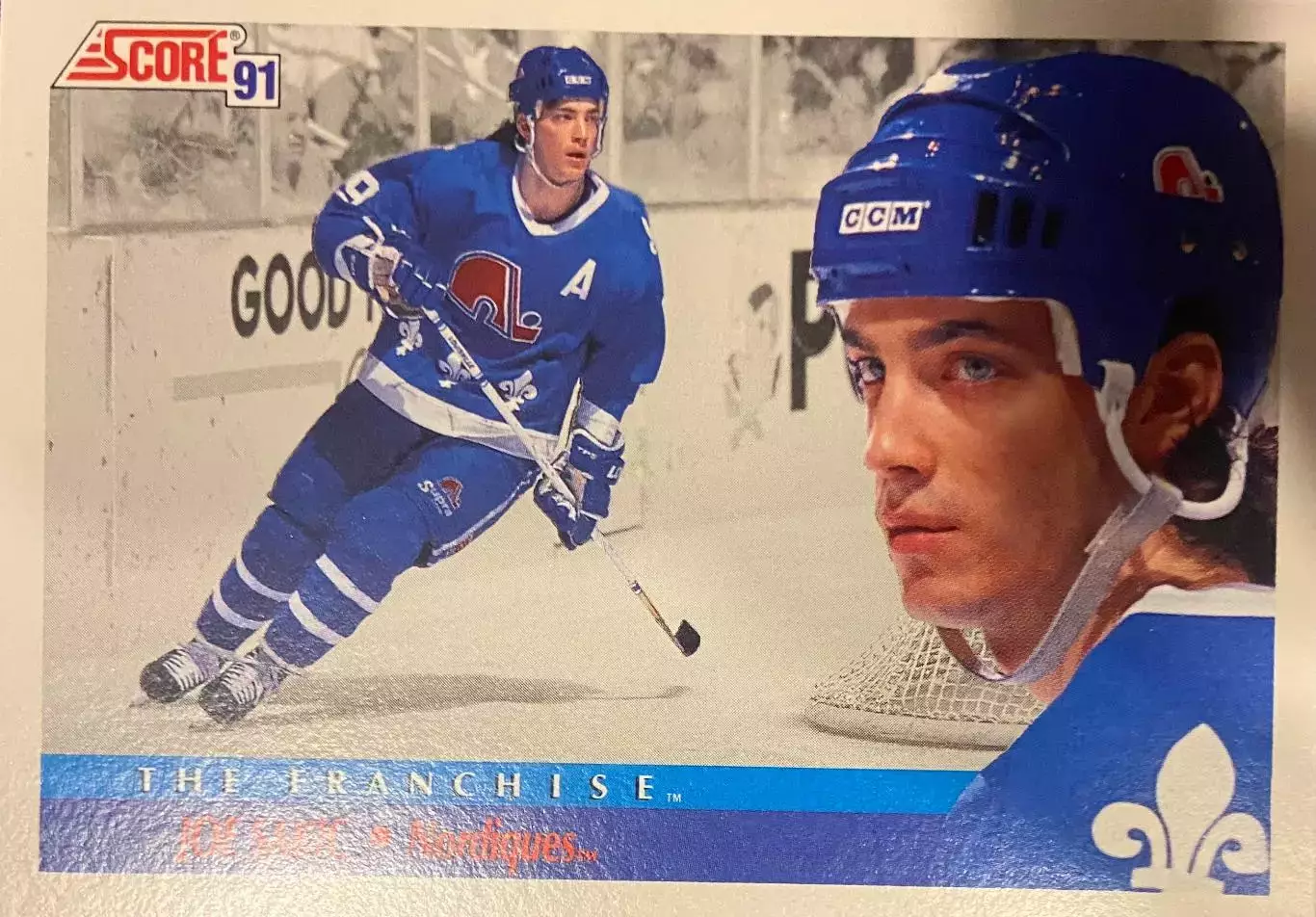 Хоккей. Карточка Joe Sakic - Джо Сакик Quebec Nordiques - Квебек Нордикс НХЛ/NHL