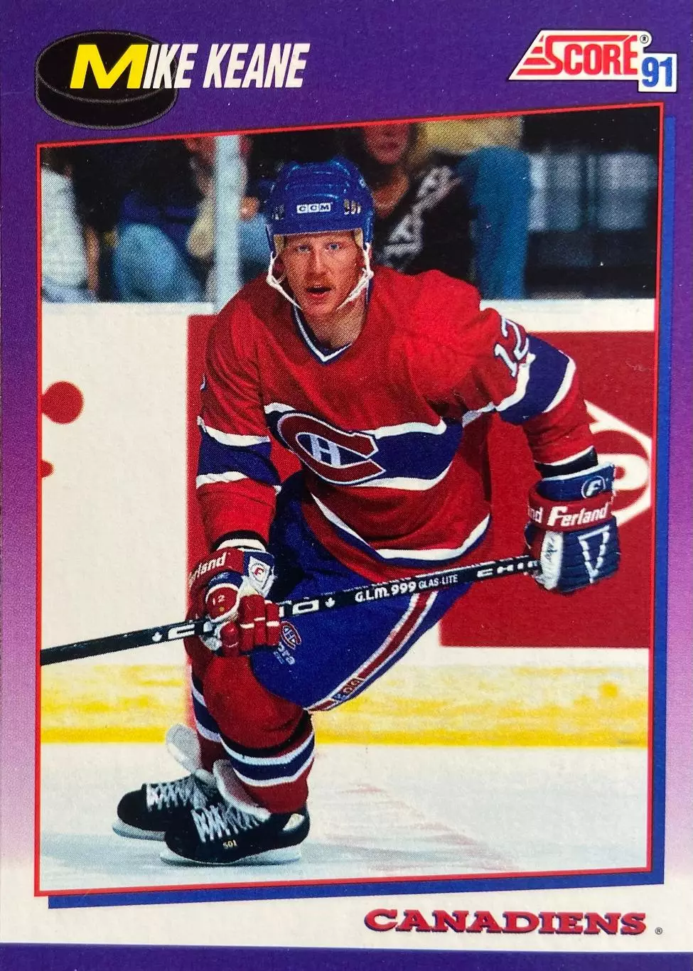 Хоккей. Карточка Mike Keane-Майк Кин Montreal Canadiens-Монреаль НХЛ/NHL 1991/92