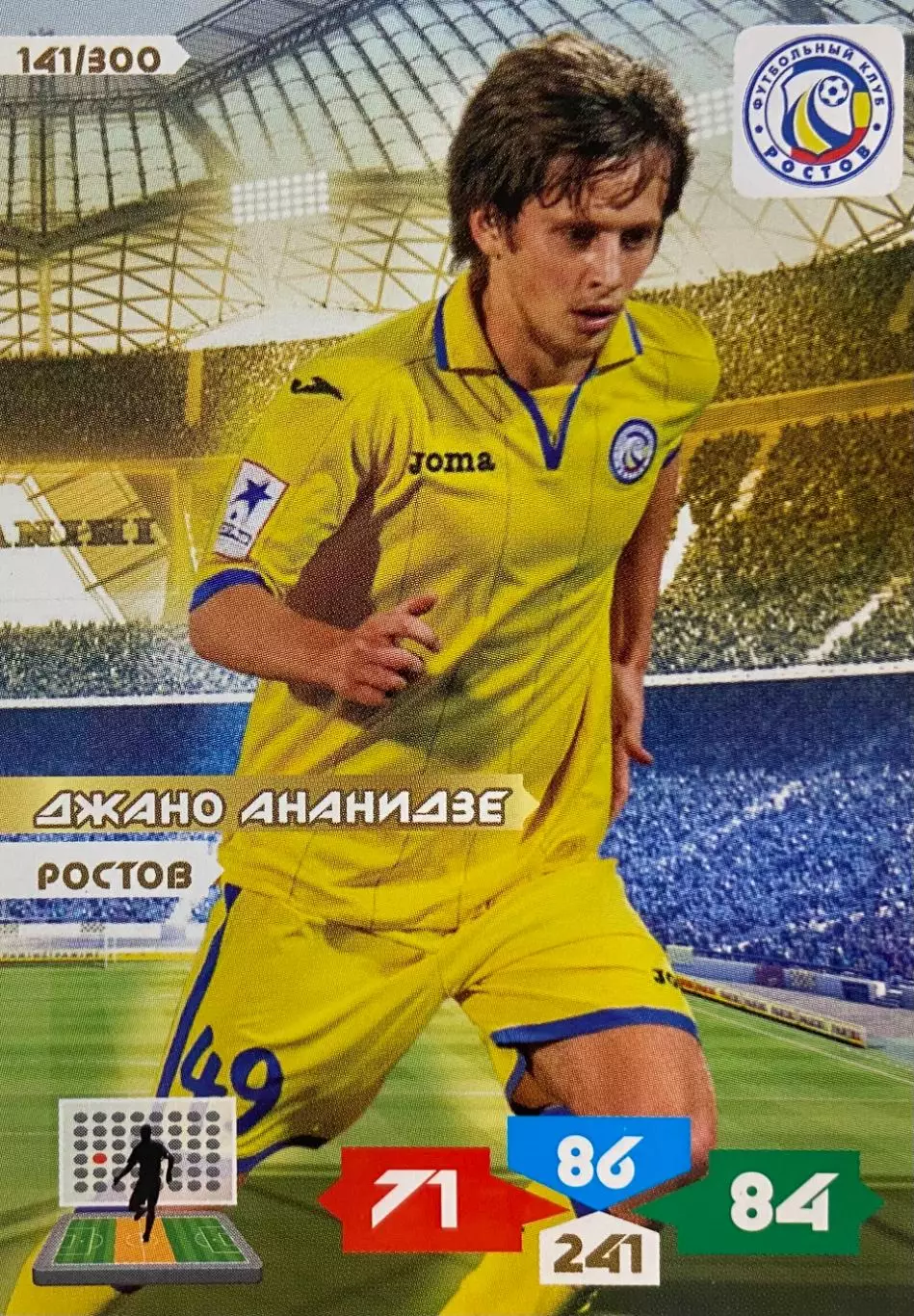 Футбол. Карточка Джано Ананидзе Ростов, Крылья Советов, Спартак Panini РФПЛ