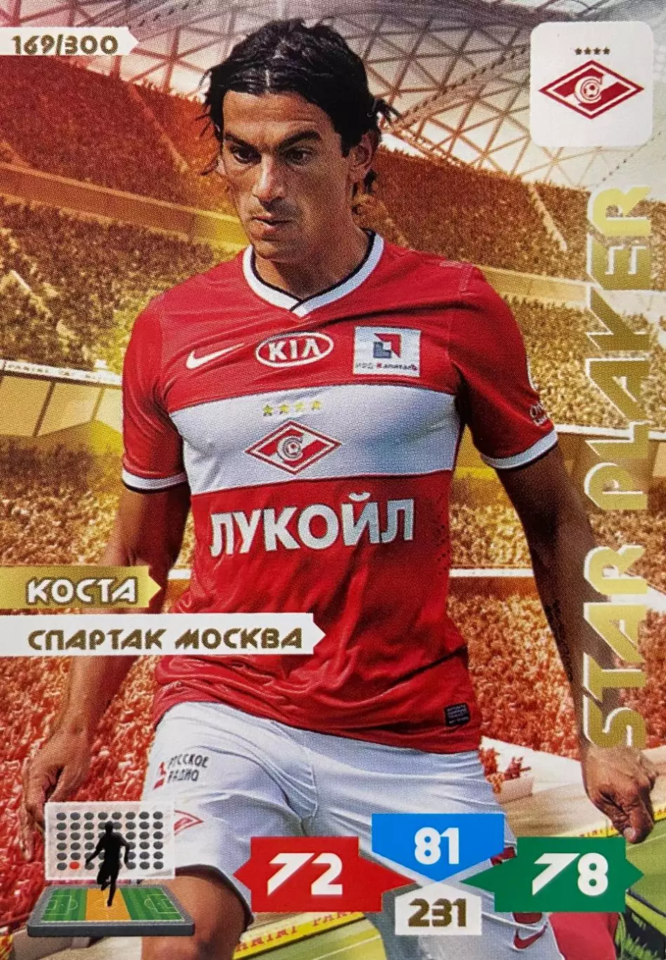 Футбол Карточка Тино Коста Спартак Москва, Валенсия Panini/Панини РФПЛ 2013-14