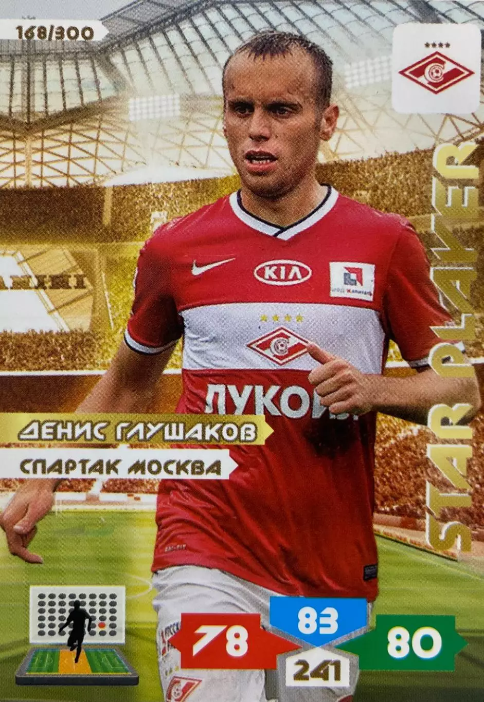 Футбол. Карточка Денис Глушаков Спартак Москва, Локомотив, Химки Panini РФПЛ