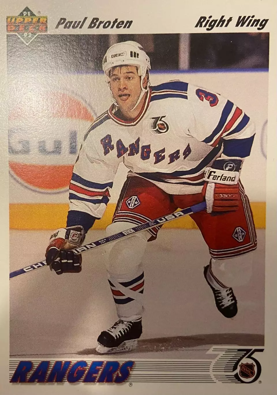 Хоккей. Карточка Paul Broten - Пол Бротен New York Rangers - Рейнджерс NHL/НХЛ