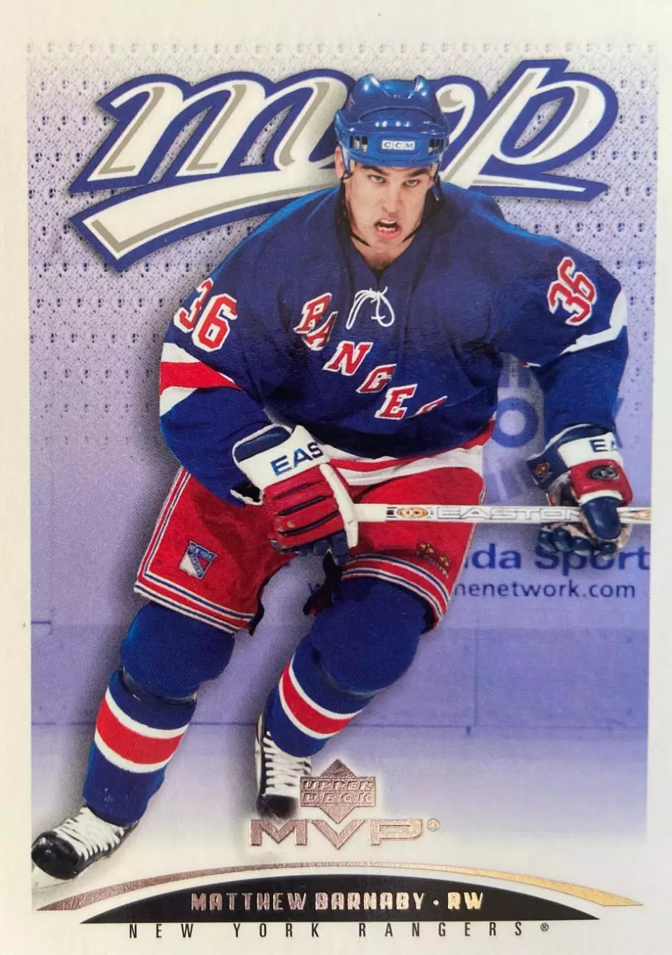 Карточка Matthew Barnaby - Мэттью Барнэби New York Rangers / Рейнджерс НХЛ/NHL