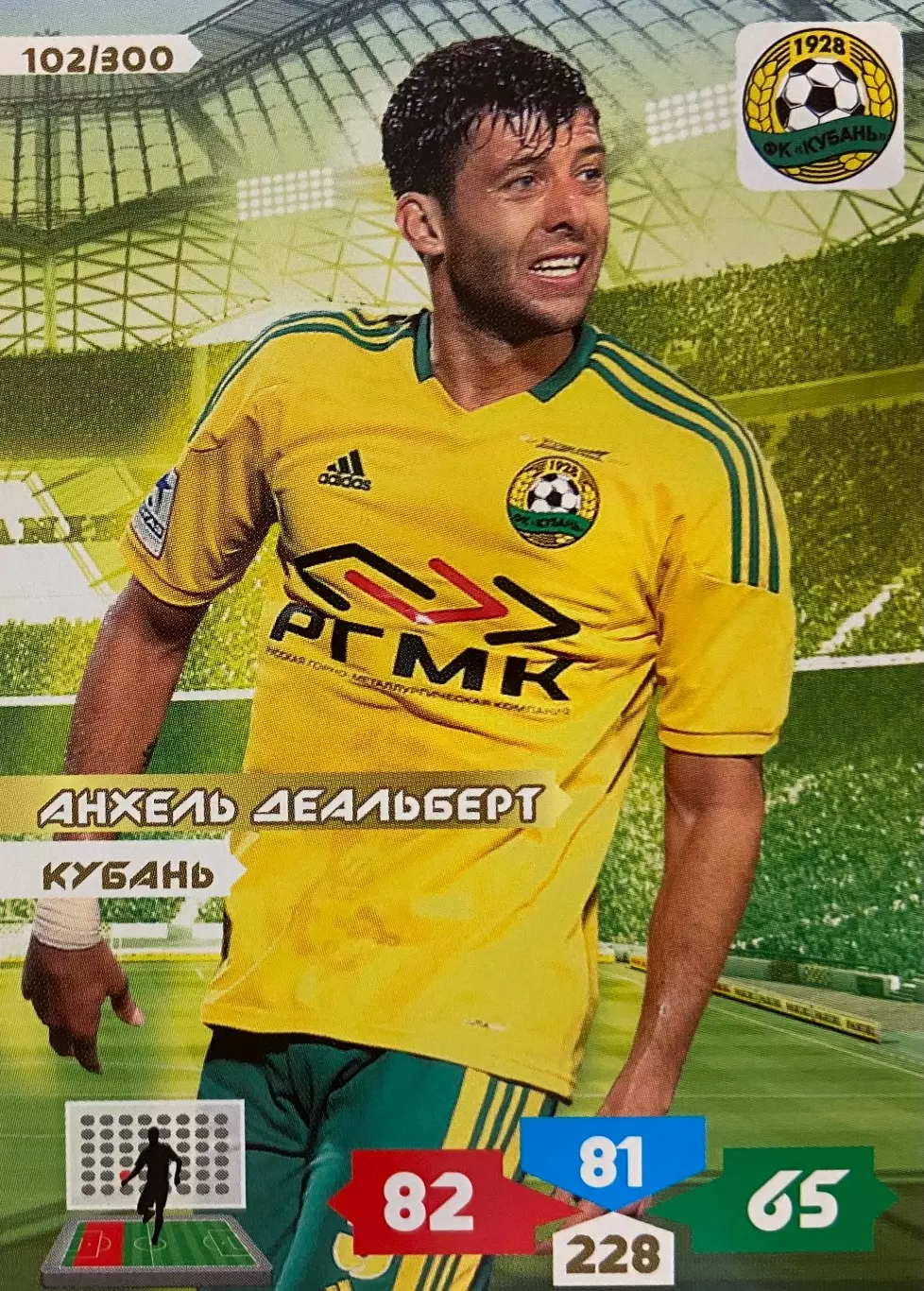 Футбол. Карточка Анхель Деальберт Кубань Краснодар Panini/Панини РФПЛ 2013/14