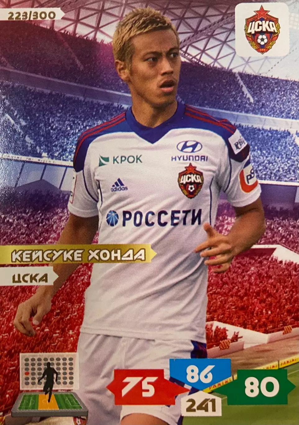 Футбол. Карточка Кейсуке Хонда (ЦСКА Москва, Милан) Panini/Панини РФПЛ 2013-14