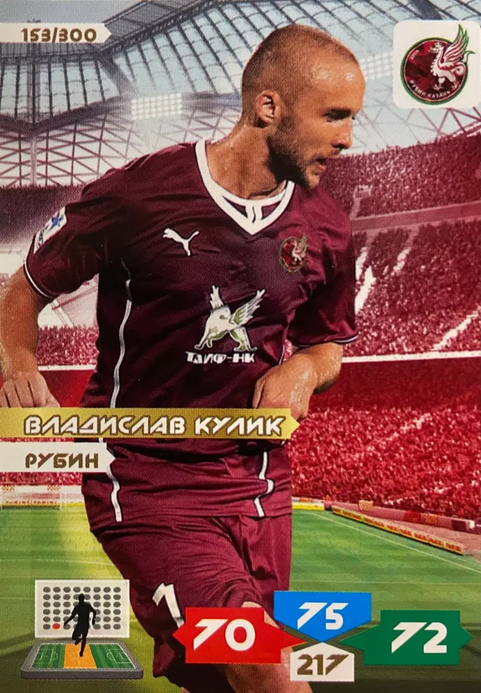 Футбол. Карточка Владислав Кулик Рубин Казань, Тамбов, Кубань, Лада Panini РФПЛ