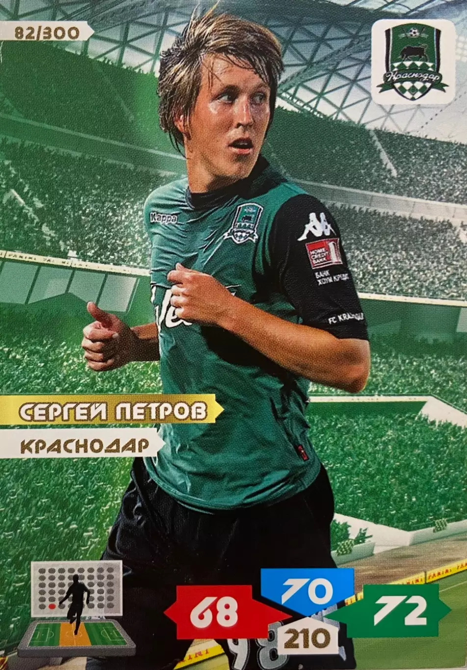 Футбол. Карточка Сергей Петров Краснодар, Крылья Советов, Зенит Panini РФПЛ
