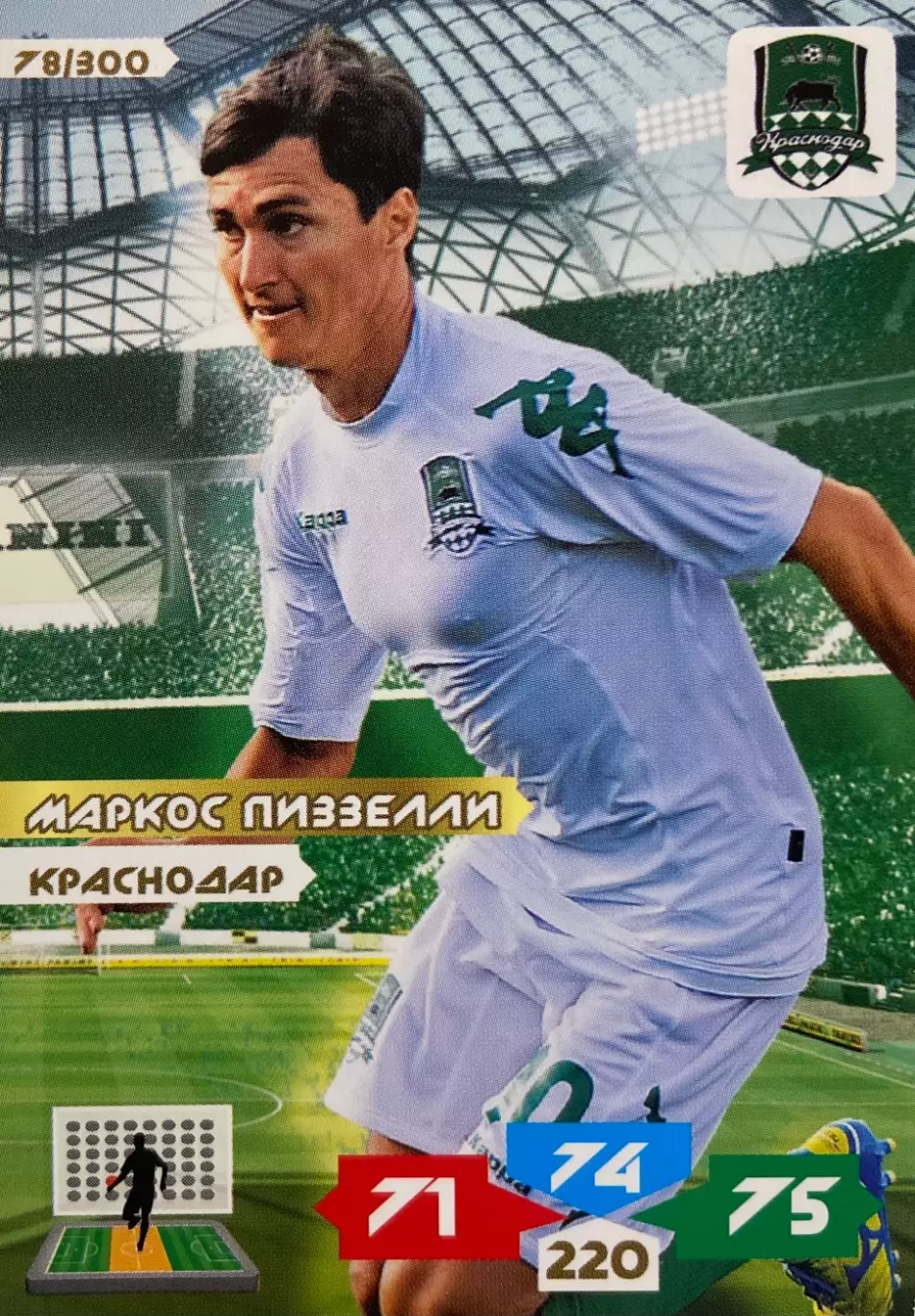Футбол. Карточка Маркос Пиззелли Краснодар, Кубань, Актобе Panini РФПЛ 2013-14