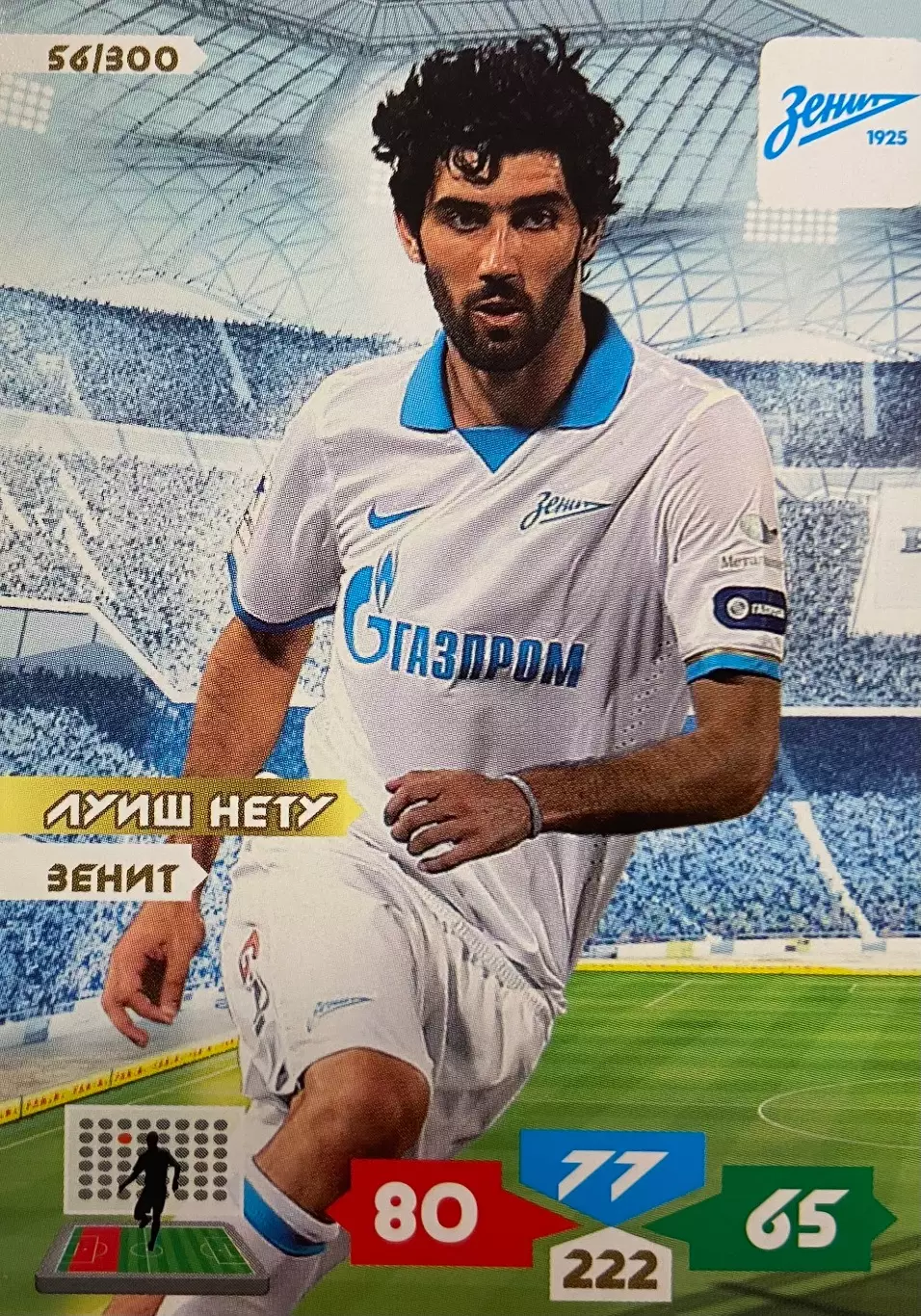 Футбол. Карточка Луиш Нету Зенит Санкт-Петербург Panini/Панини РФПЛ 2013-14
