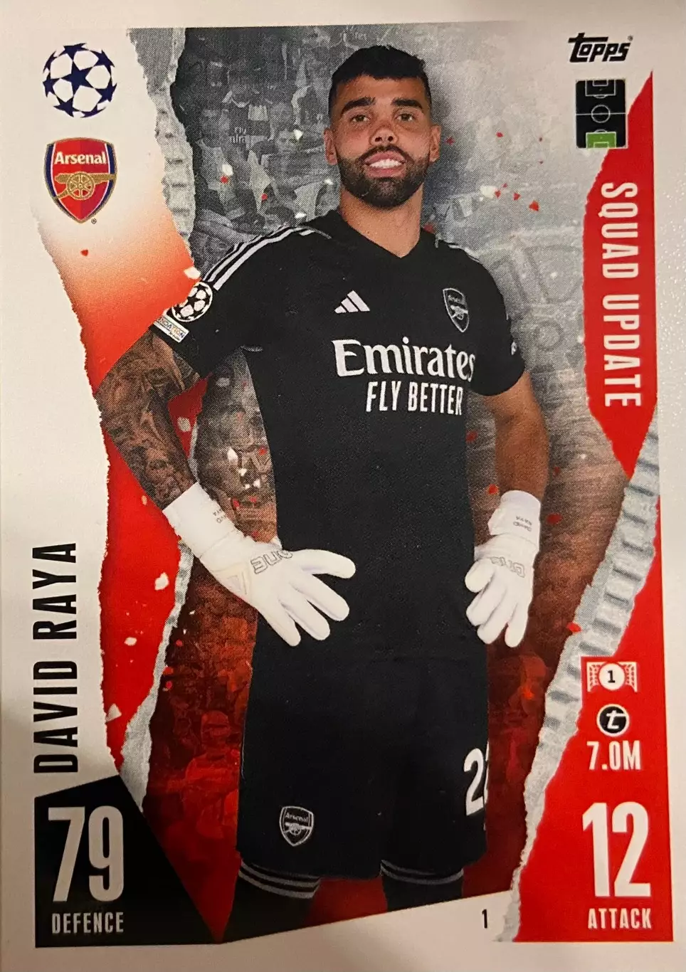 Футбол. Карточка David Raya/Давид Райя Арсенал, Брентфорд Лига Чемпионов 2023/24