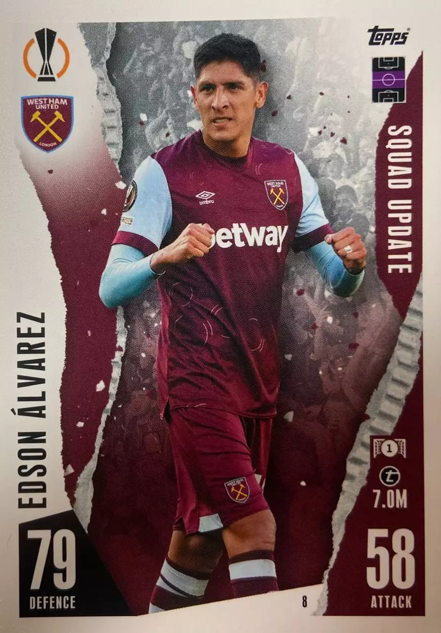 Футбол. Карточка Эдсон Альварес Вест Хэм, Фенербахче, Аякс Лига Европы 2023/24