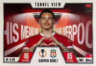 Футбол. Карточка Darwin Nunez/Дарвин Нуньес Ливерпуль Лига Европы 2023/24 TOPPS